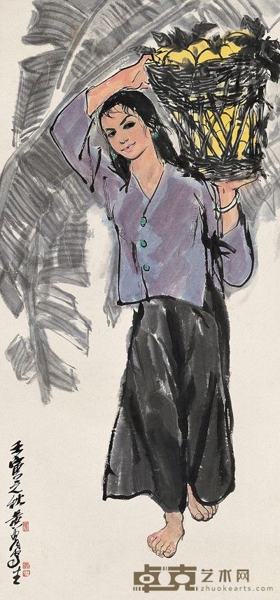 黄胄 1962年作 硕果 立轴 133×62.5cm