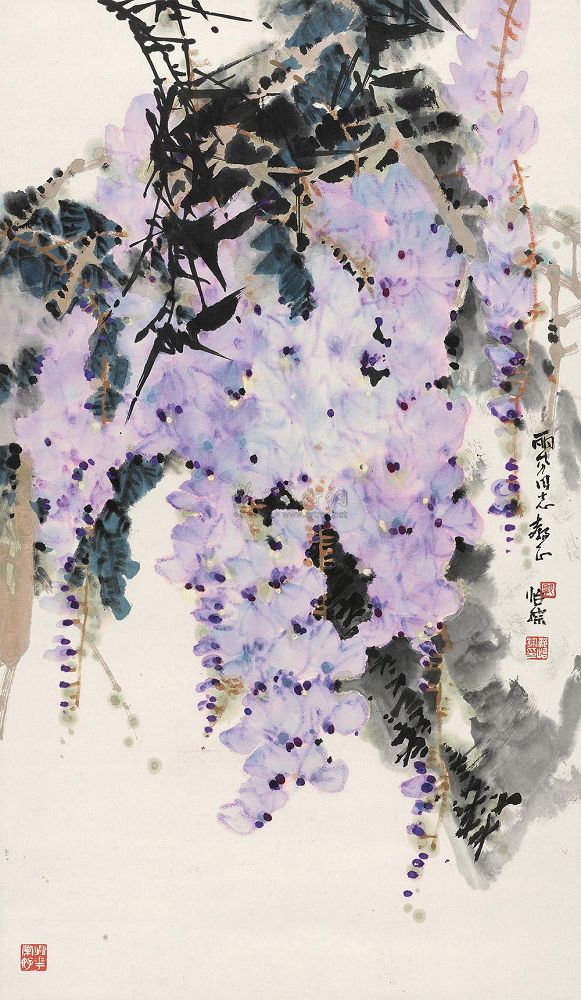 郭怡孮 紫藤 立轴98×56cm