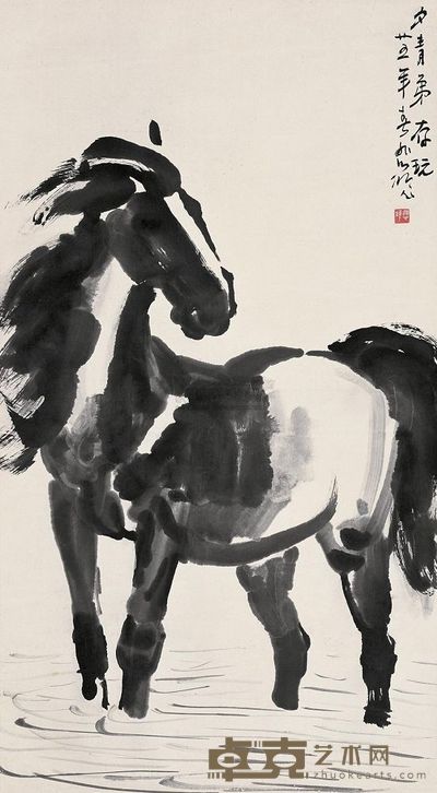 徐悲鸿 1936年作 立马图 立轴 98×54cm