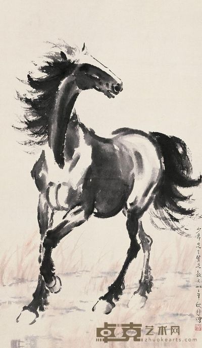 徐悲鸿 1943年作 雄骏图 立轴 117×69cm