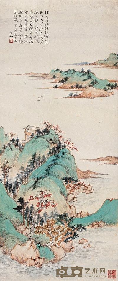 申石伽 江楼怀古 立轴 66×27.5cm