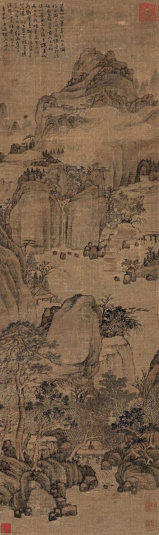 髡残 辛丑（1661年）作 云溪临流图 立轴