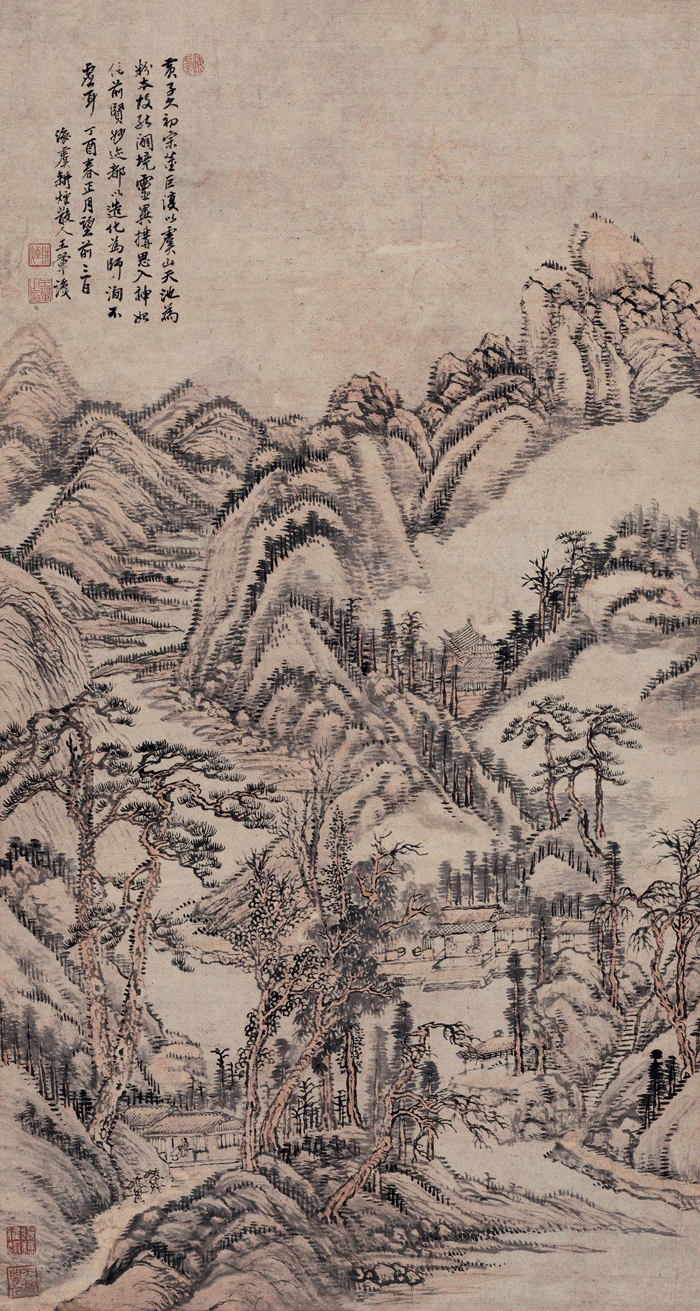 lot:1800 王翚 丁酉(1717年)作 夏山客话图 立轴