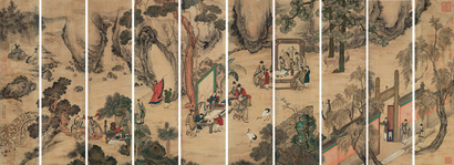 顾见龙 康熙甲辰（1664年）作 文苑雅集 屏风