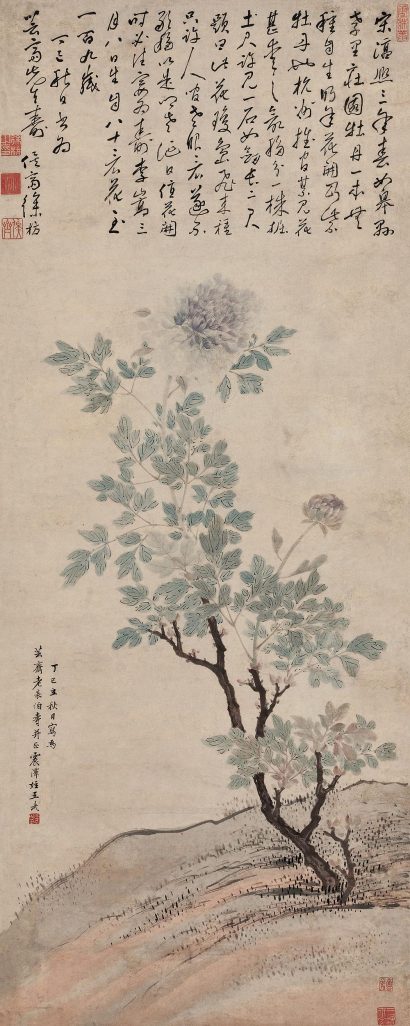 王武 丁巳（1677年）作 紫牡丹 立轴