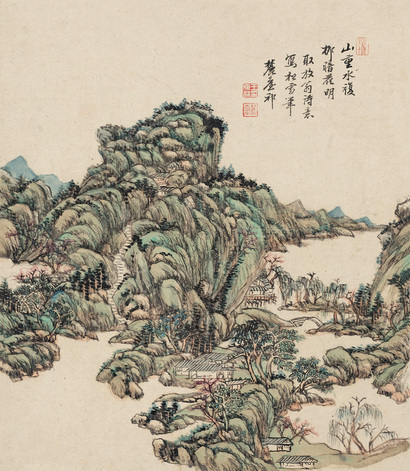 王原祁 陆游诗意图 立轴
