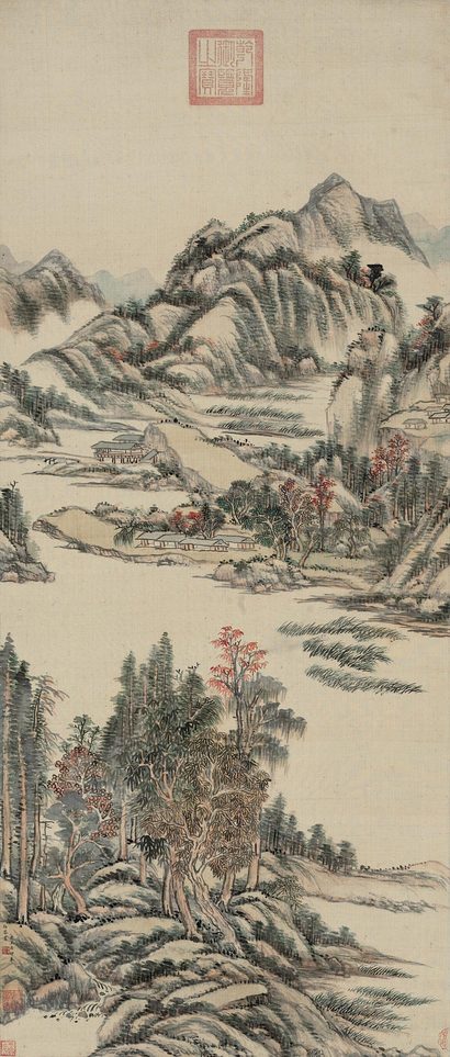 王原祁 秋林远黛图 立轴