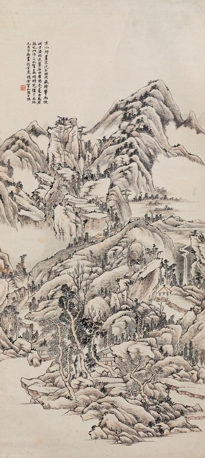 张士保 丁丑（1877年）作 秋山图 立轴