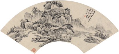 张宗苍 乾隆5年（1740年）作 临王蒙山水 扇面