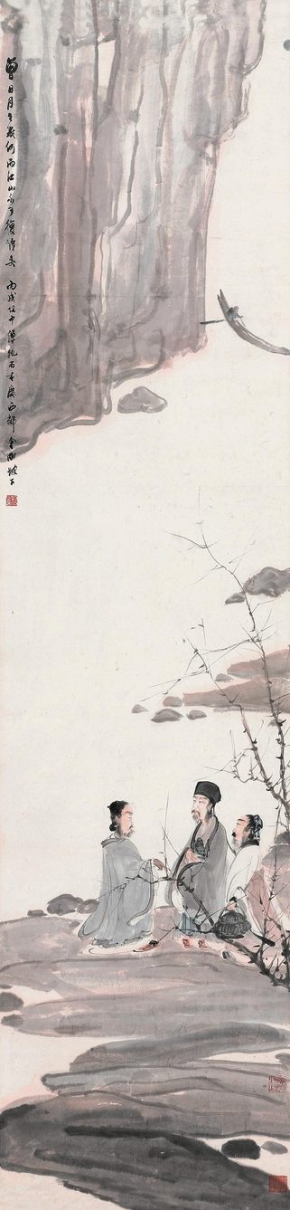 傅抱石 丙戌（1946年）作 后赤璧赋图 立轴