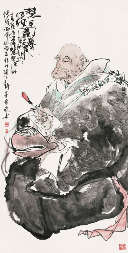 马欣乐 乙酉（2005年）作 慧果传经图 立轴