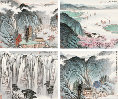 宋玉麟 四季山水 镜心