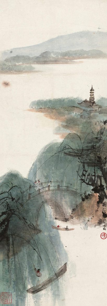 傅抱石 丁酉（1957年）作 玄武湖之春 立轴