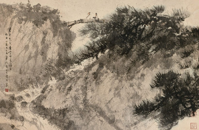 傅抱石 丙戌（1946年）作 携琴访隐 镜心