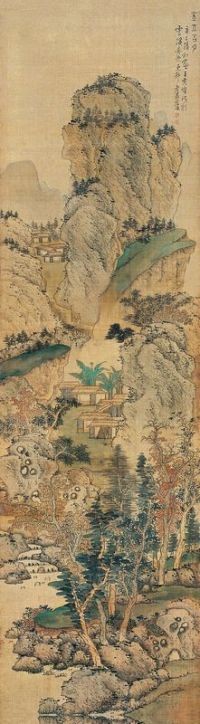 蓝瑛 辛巳（1641）年作 金山含月 立轴