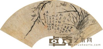 李方膺 己未（1739）年作 幽兰 扇片 16×44cm