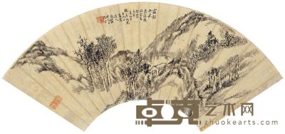 程正揆 壬寅（1662）年作 秋山图 扇片 18×50cm