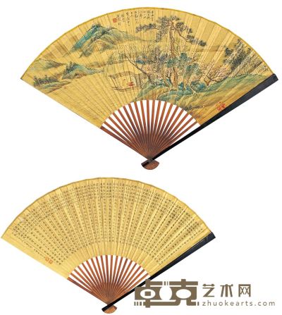 吴榖祥 辛丑（1901）年作 溪岸扁舟 成扇 18.5×49cm