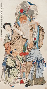 黄山寿 甲寅（1914）年作 献酒图 立轴