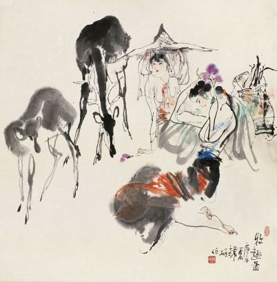 韩硕 庚午（1990）年作 牧趣图 立轴
