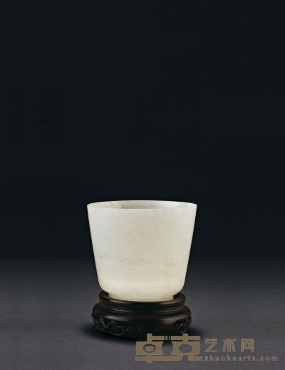 清 白玉敞口铃铛杯 高6.5cm；直径7.4cm