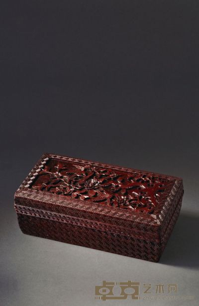 19世纪 紫檀雕喜上眉梢文具盒 22.2×8cm
