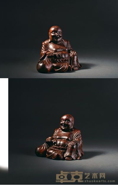清 竹雕弥勒坐像 高12cm