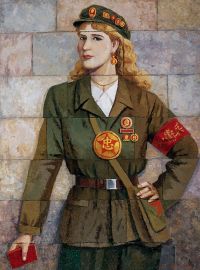 金一德 1992年 穿红卫兵衣服的法国姑娘