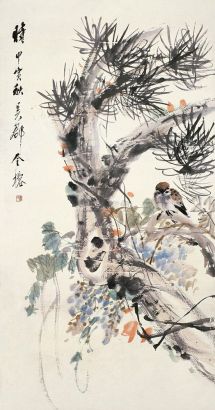 金寿石 甲寅（1914年）作 花鸟 立轴
