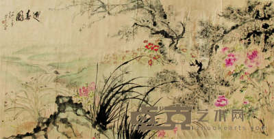 孔小瑜萧龙士等八位知画家合作花卉横披 132cm×261cm