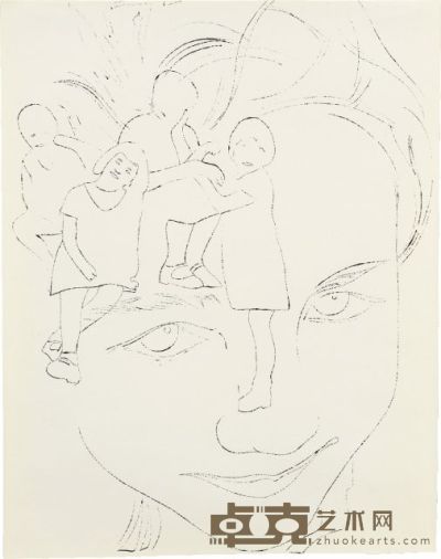 安迪・沃霍尔 1957年作 女孩的面容与四个孩子 34×26.7cm