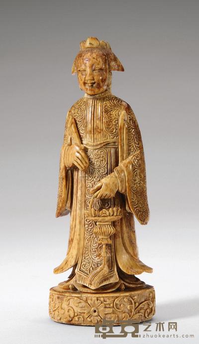 清早期 象牙雕提篮仕女立像 高10.7cm