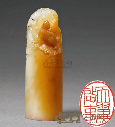 民国 傅抱石刻熊式辉自用寿山石松鼠籁瓜钮印“天翼启事” 长2.2×宽1.7×高6.2cm