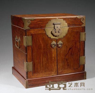 清早期 黄花梨木平顶官皮箱 长36.4×宽28.4×高36.5cm