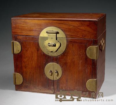 清中期 黄花梨木大官皮箱 长43.5×宽29.5×高38.8cm