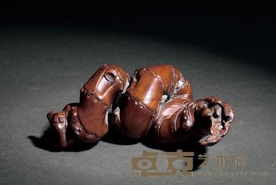 清早期 竹根随形雕龙形笔架 长13cm