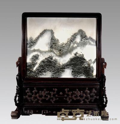 清 紫檀边座大理石米家山水图插屏 长78.8×宽30×高69.5cm