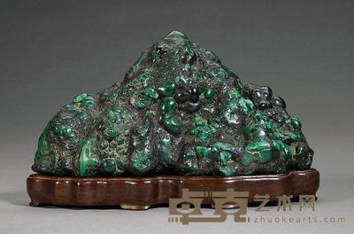 清 孔雀石山子摆件 长19.5cm