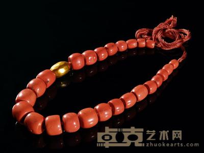 20世纪早期 珊瑚大珠项链 直径1.3-2.3cm