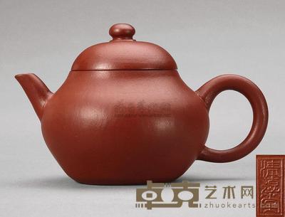 清中期 朱泥清德堂壶 长12.8cm