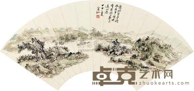 黄宾虹 1944年作 空山幽居 扇面镜心 18.5×51.5cm