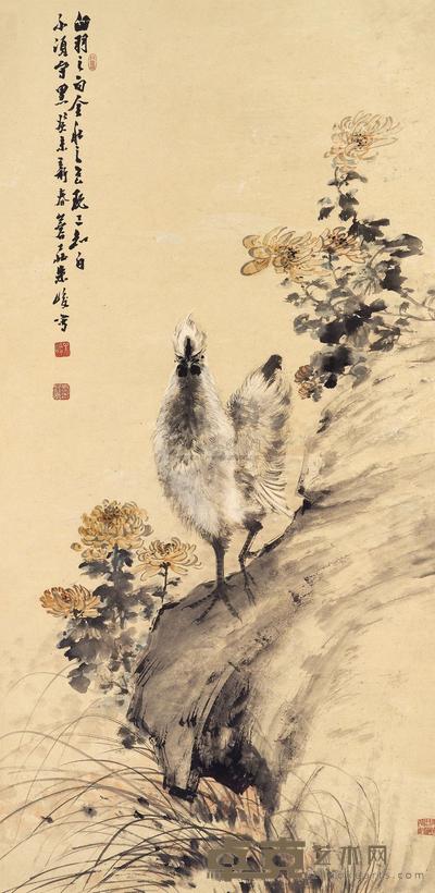 朱峻 1943年作 大吉图 立轴 131×63.5cm