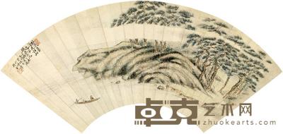 苏曼殊 1885年作 携鹤访松图 扇面镜心 17.6×49cm