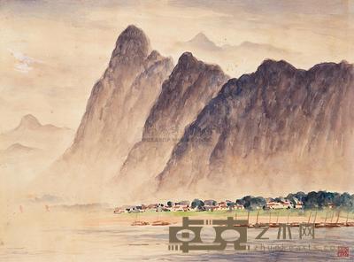 余本 寂静渔村 镜心 39.6×59.6cm