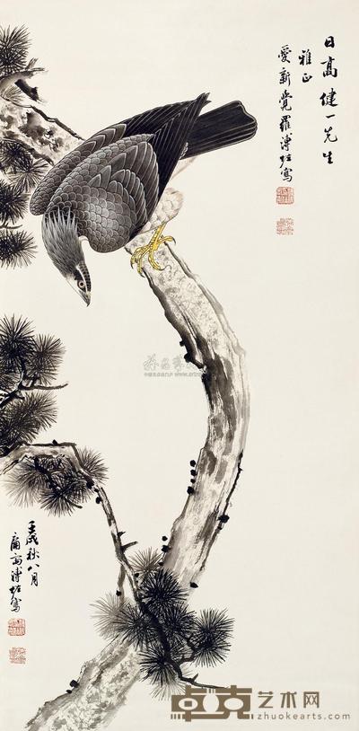 溥佐 1982年作 松鹰图 立轴 99×49cm