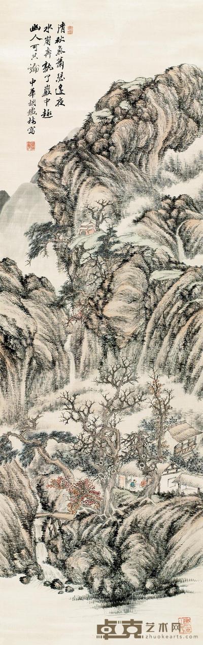 胡铁梅 清秋萧瑟 立轴 135×43cm