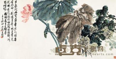王个簃 1941年作 荷塘清幽 横幅 53×105cm