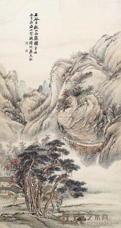 陆恢 1901年作 秋山雨霁图 立轴 142×77cm