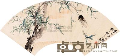 江寒汀 1953年作 柳蝉图 立轴 18.5×51.5cm