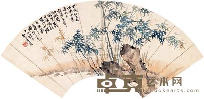 莲溪 1874年作 竹石图 立轴 20×53.5cm